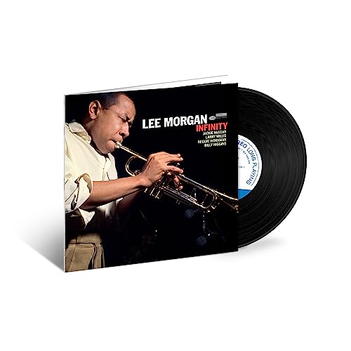 Lee Morgan’s “Infinity” vinyl record with trumpet player portrait.