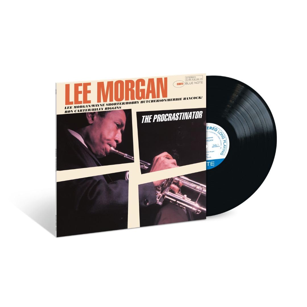 Vinyl record album cover for Lee Morgan's The Procrastinator with a black vinyl disc.