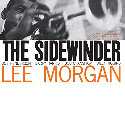 Lee Morgan’s “The Sidewinder” album cover, featuring a portrait and bold text.