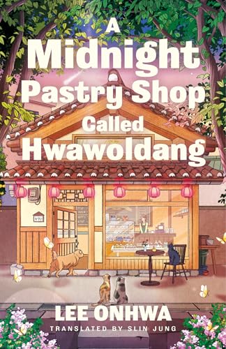 Book cover: illustrated bakery storefront with cats and a dog.