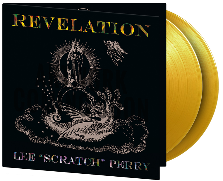Lee Perry’s “Revelation” vinyl record with gold-colored discs and ornate cover art.