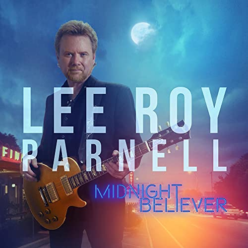 Lee Roy Parnell holding a guitar, album cover with blue and orange tones.