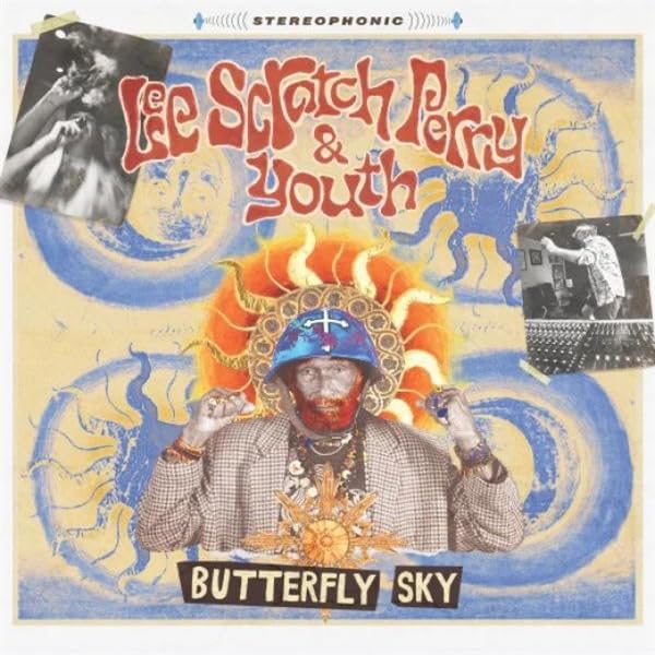 Album cover for Lee Scratch Perry & Youth’s “Butterfly Sky” with portrait.