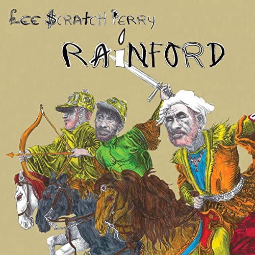 Lee “Scratch” Perry’s “Rainford” CD cover: illustrated archers on horseback.