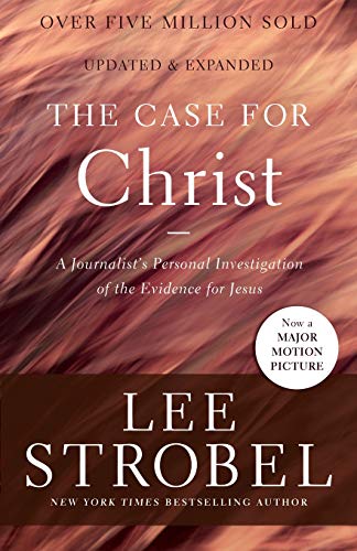 Book cover for “The Case for Christ” with red and brown swirls.