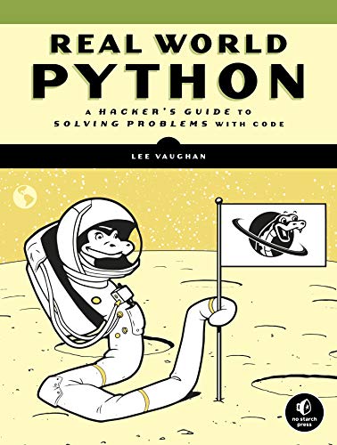 Book cover: "Real World Python" with astronaut illustration, green background.