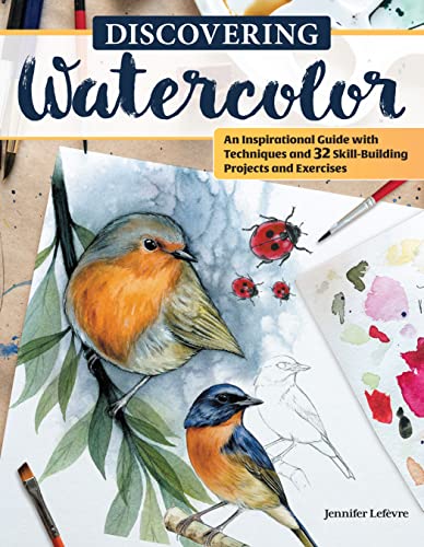 Watercolor painting book cover featuring birds, insects, and painting supplies.