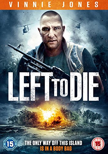 "Movie cover for 'Left To Die' featuring Vinnie Jones holding a gun amidst explosions."