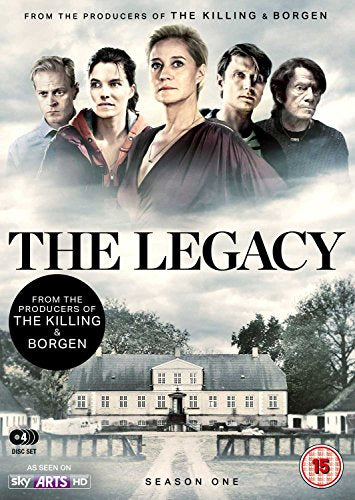 DVD cover for “The Legacy” featuring cast members and a large house.