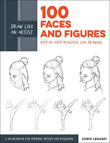 Book cover with sketches of faces and figures for drawing instruction.