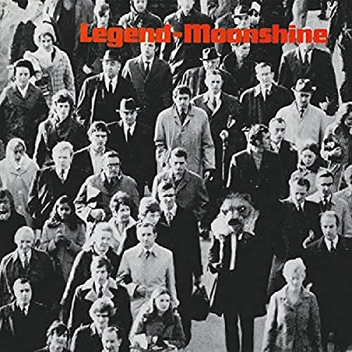 Black and white crowd scene with the red text Legend - Moonshine overlaid.