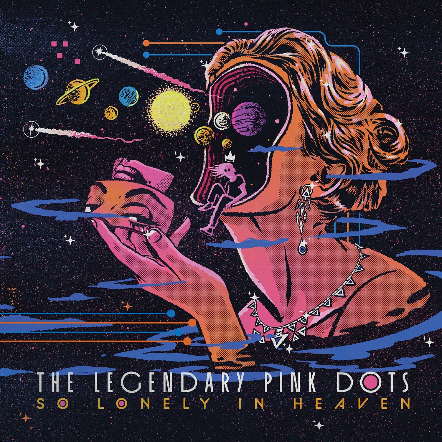 Album cover: pink and blue space art with a figure in a void.