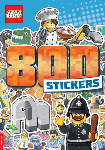 LEGO book cover featuring colorful stickers and minifigure illustrations.