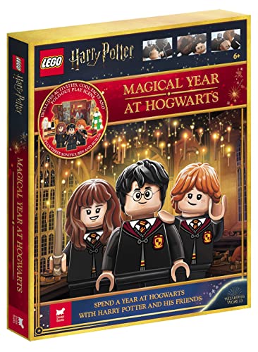 LEGO Harry Potter book with Harry, Hermione, and Ron minifigures.
