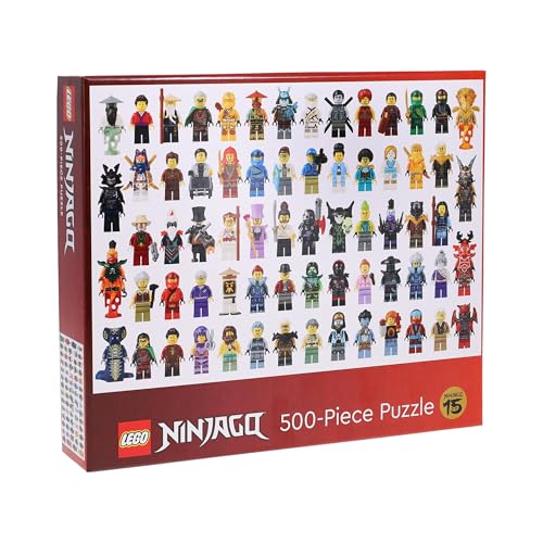 LEGO puzzle with Ninjago theme, 500 pieces, featuring ninja characters and possibly dragons.