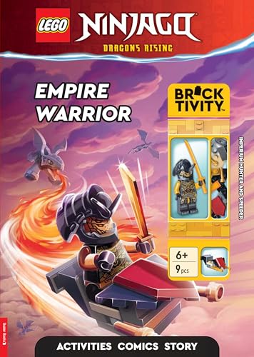 LEGO Ninjago activity book with warrior minifigure and dragon imagery.