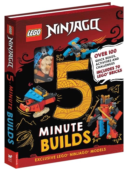 LEGO NINJAGO book cover with 70 bricks and build examples.