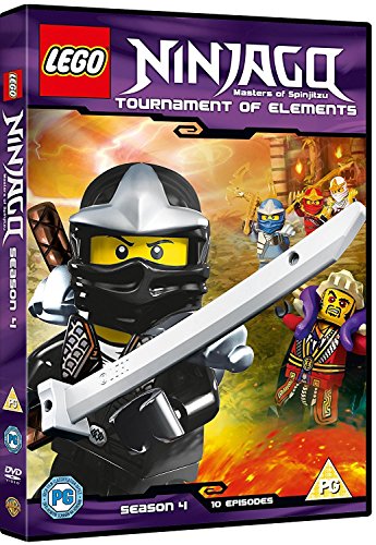 Lego Ninjago Season 4 Tournament of Elements DVD cover featuring a black ninja character.