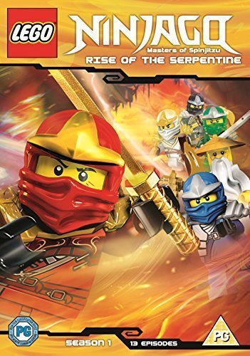 Lego Ninjago Season 1 DVD cover featuring ninja minifigures and swords.