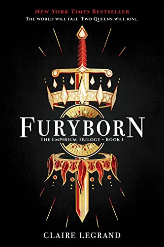 Book cover featuring a gold sword, two crowns, and text on a black background.