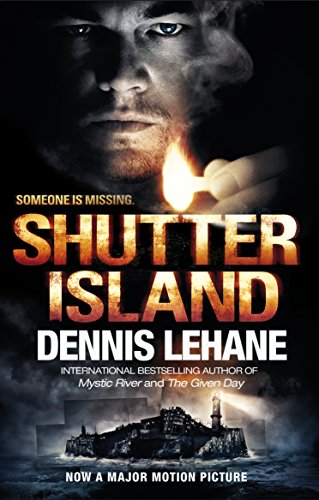 Book cover for “Shutter Island” featuring a man’s face and a lit match.