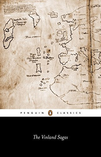 Aged map on "The Vinland Sagas" Penguin Classics book cover with handwritten labels.