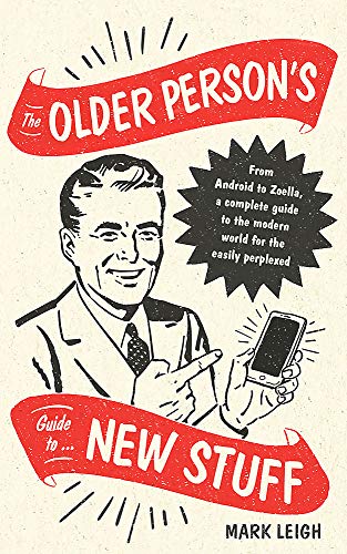 Book cover with a retro illustration of a man pointing at a smartphone.