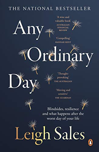 Book cover: "Any Ordinary Day" by Leigh Sales, with dandelion seed heads.