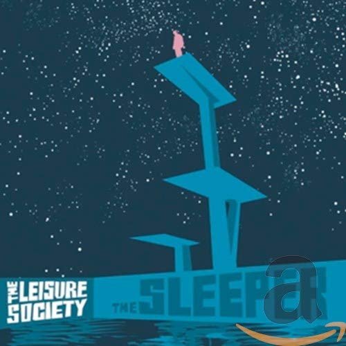 CD cover: dark blue starry sky with a diving board and figure.