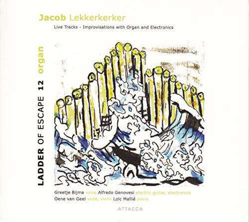 CD cover featuring an abstract watercolor illustration of organ pipes above crashing waves.
