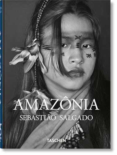 Black and white portrait of an Indigenous Amazonian woman with face paint.