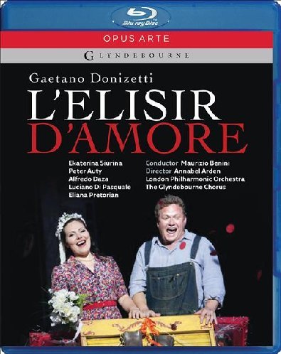 Blue-ray case with black cover featuring opera performers and title "L'Elisir D'Amore".