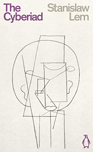 Book cover: "The Cyberiad" by Stanislaw Lem, with abstract purple line art.