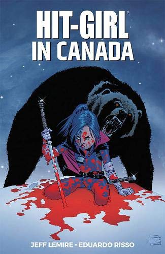 Comic book cover featuring a girl kneeling in blood with a bear behind her.