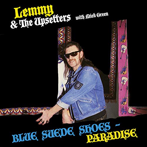 Vinyl record cover featuring Lemmy Kilmister leaning on a decorated bar with text overlay.