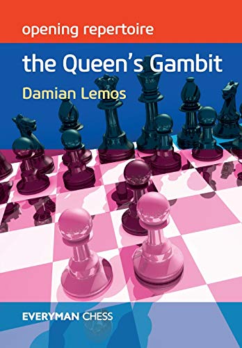 Chess book cover: "The Queen's Gambit" with blue and pink pieces.