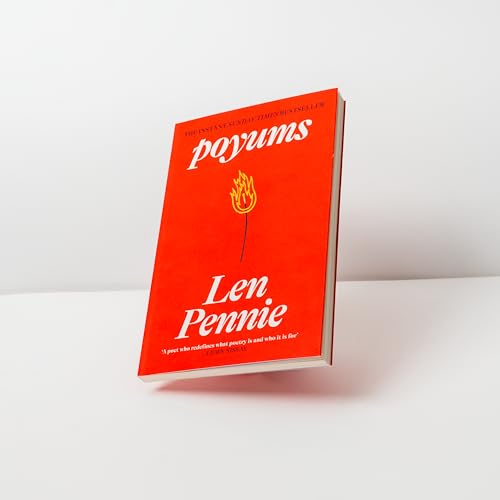 Red book titled Poyums by Len Pennie with a yellow matchstick illustration on cover.