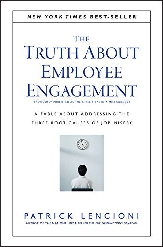 Book cover with title “The Truth About Employee Engagement” and a lone figure.