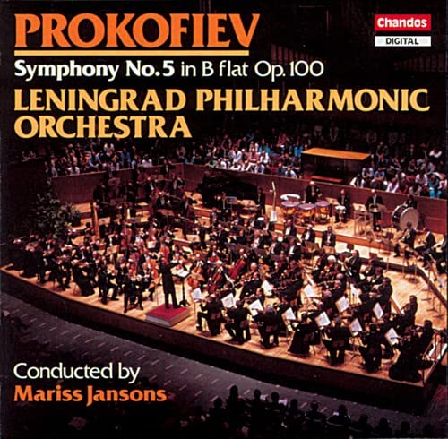 CD cover showing the Leningrad Philharmonic Orchestra performing on stage, conducted by Mariss Jansons.