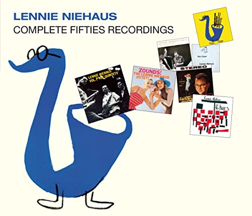 CD cover for Lennie Niehaus’s fifties recordings featuring a blue cartoon dinosaur.