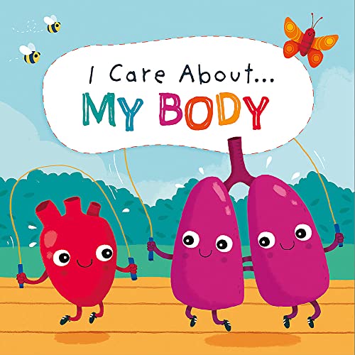 Cartoon heart and lungs jumping rope with bees and a butterfly.