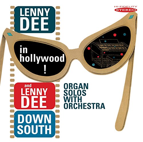 Album cover featuring sunglasses with filmstrip edges and text "Lenny Dee" and "Organ Solos".