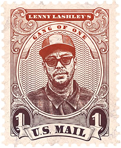 Red-toned portrait of a man in sunglasses resembling a vintage postage stamp.