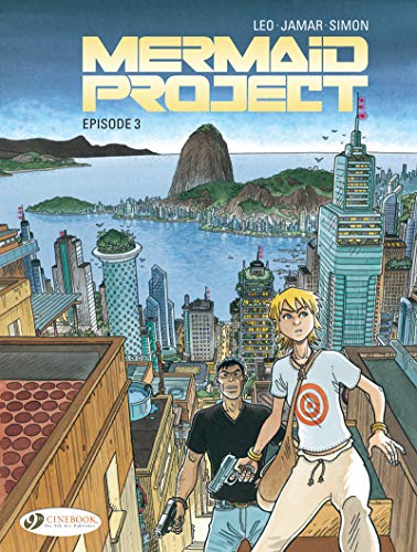 Comic book cover: two figures overlook a coastal cityscape.