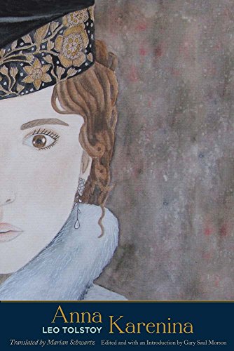 Book cover of "Anna Karenina" featuring a painted portrait of a woman.