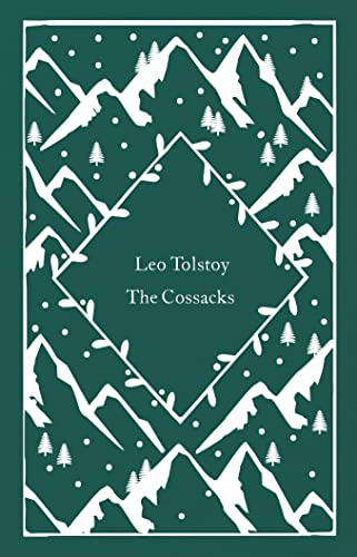 Book cover for "The Cossacks" by Leo Tolstoy, with white mountain design.