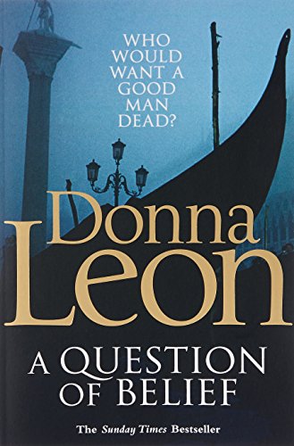Book cover: "A Question of Belief" by Donna Leon, Venice scene.