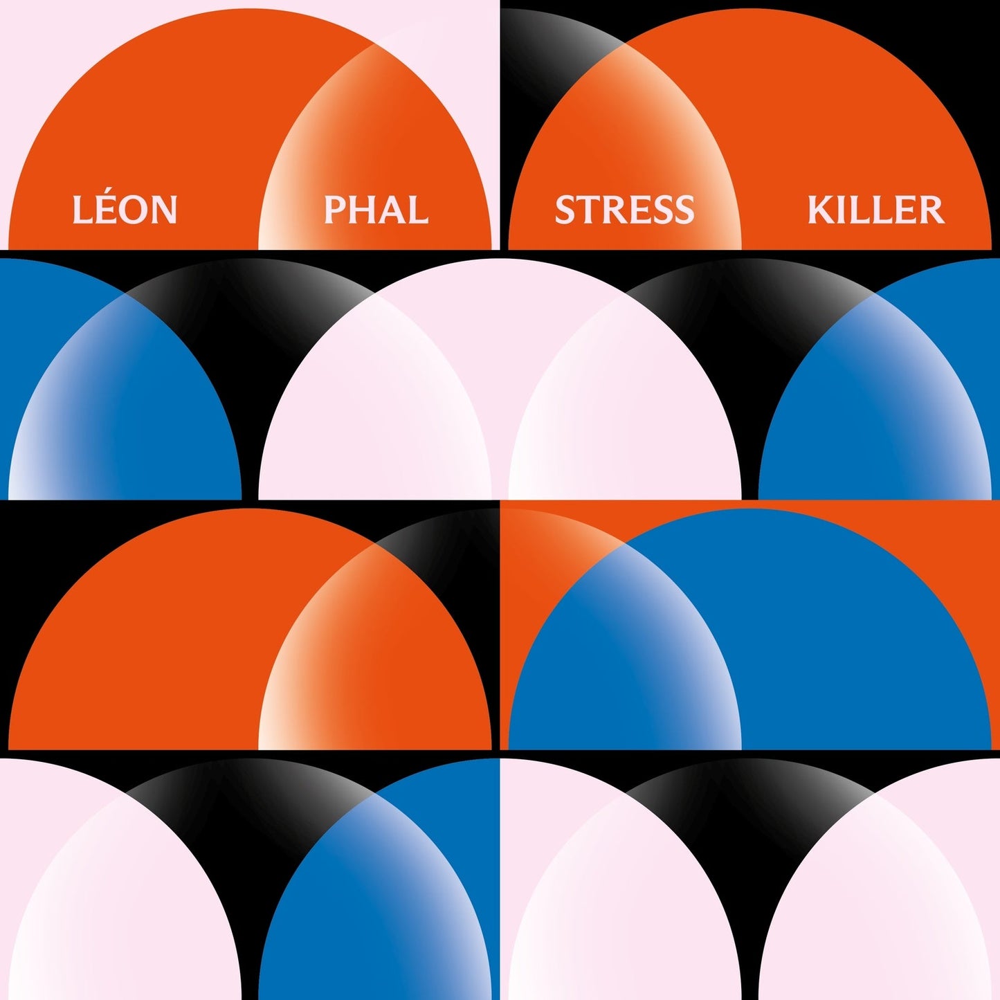 Album cover with overlapping colorful semi-circles and bold text.