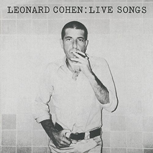 Black and white portrait of Leonard Cohen smoking, album cover.
