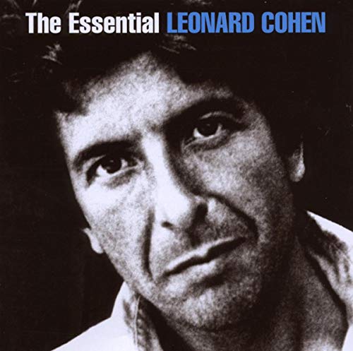 Close-up black and white portrait of Leonard Cohen, album cover.